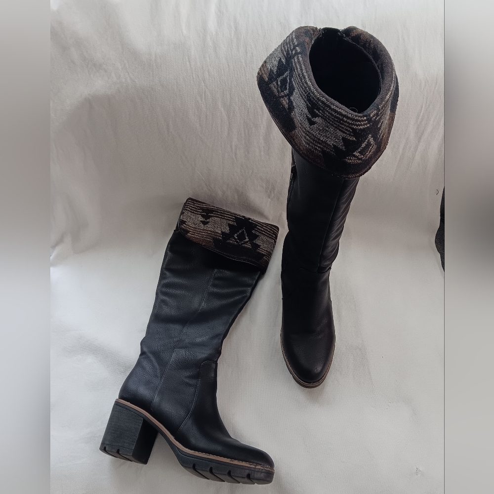 Soul Naturalizer Womens 9M Boots Black Myfave Tall Over The Knee Lug Sole